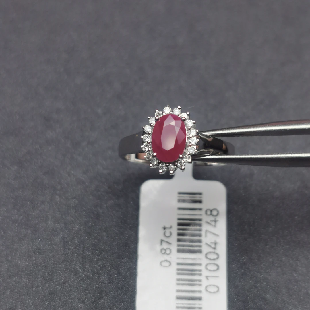 0804G P/B（01004748）18K金红宝戒指15号圈口 主石0.87ct