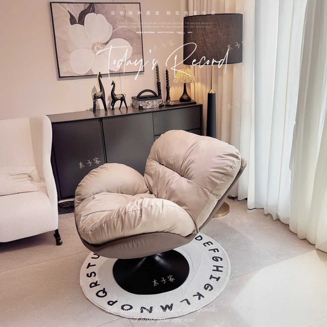 现代轻奢蛋壳椅单人沙发旋转椅客厅家用阳台柜台休闲椅懒人沙发