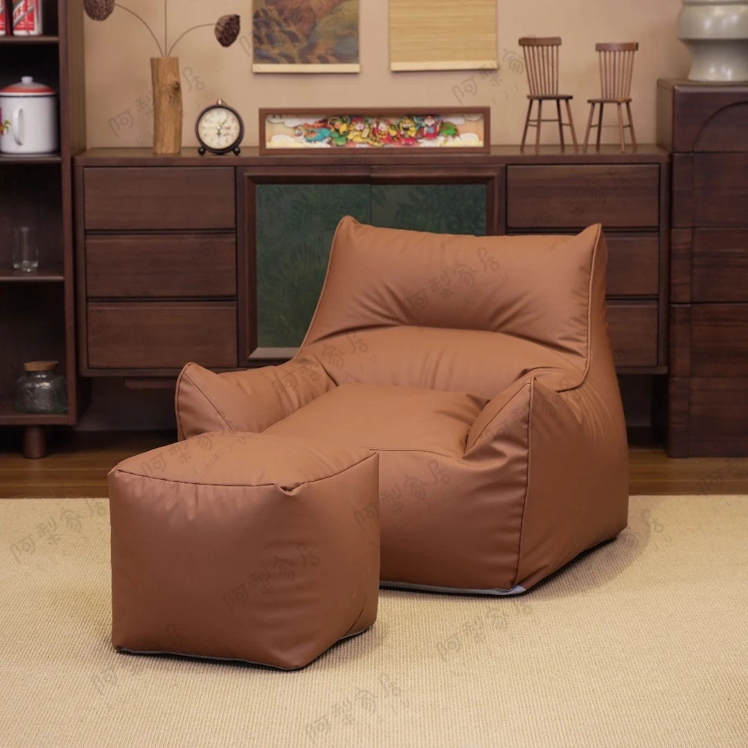 饺子沙发中古风皮质家用榻榻米阳台客厅休闲单人沙发懒人豆袋沙发