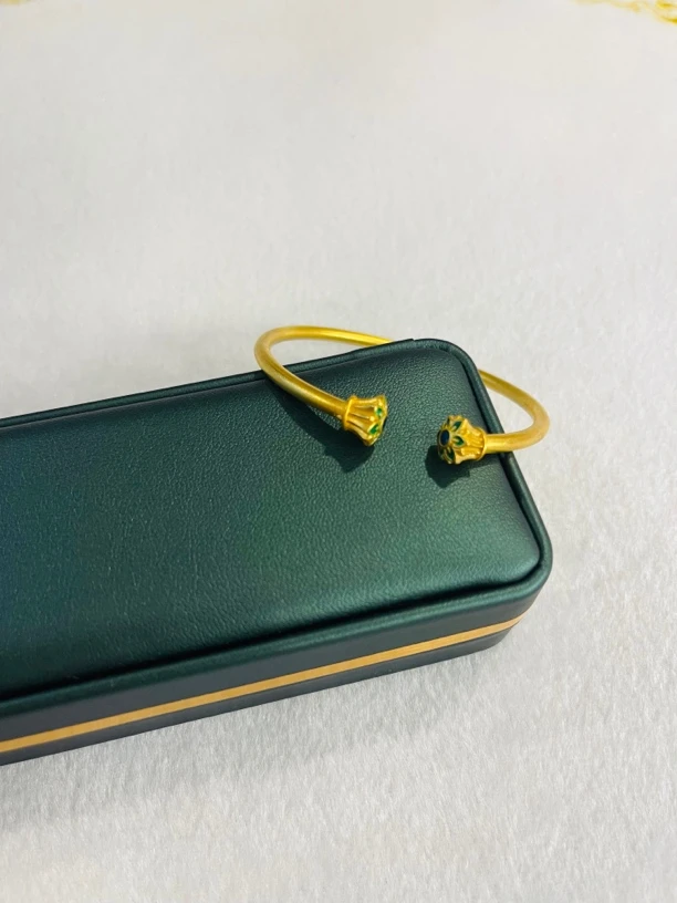 铜合金手镯 步步生莲古法工艺开口手镯