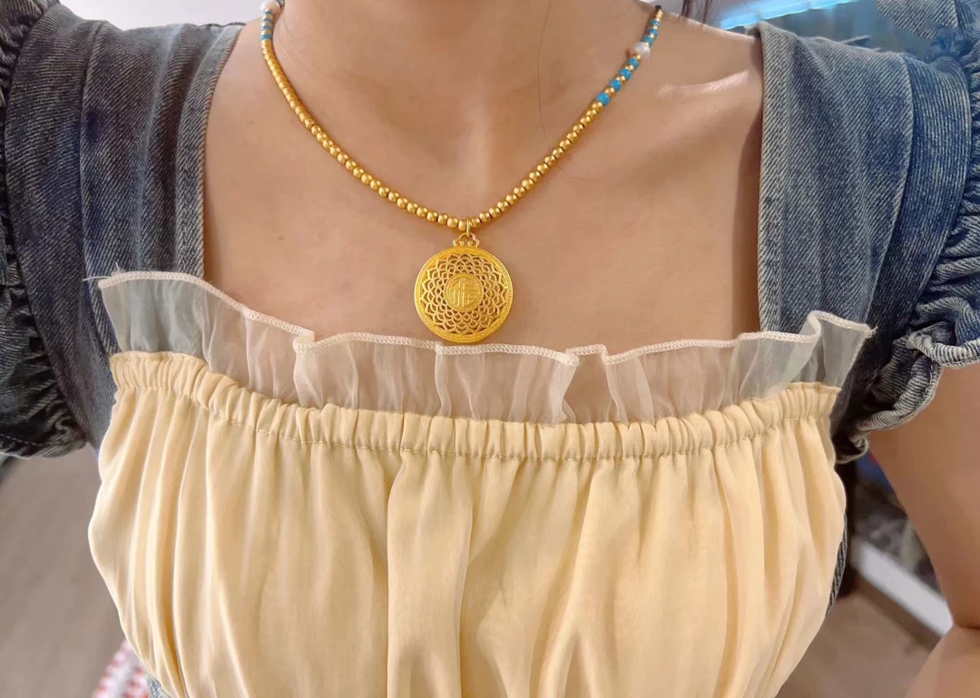 铜合金项链 正反面两戴八宝罗盘项链