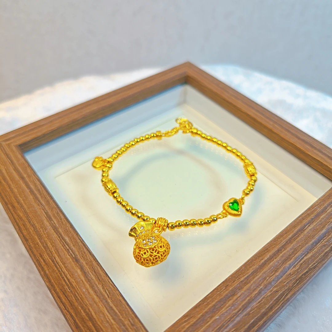 铜合金手链 花丝如意福袋珠珠手链