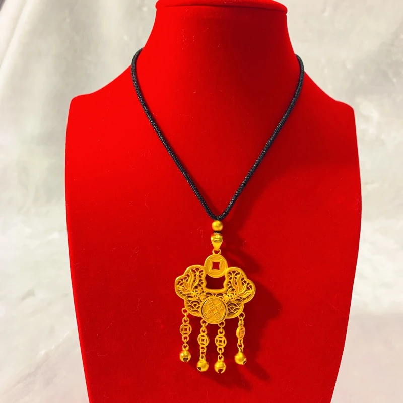 铜合金项链 金玉满堂锁