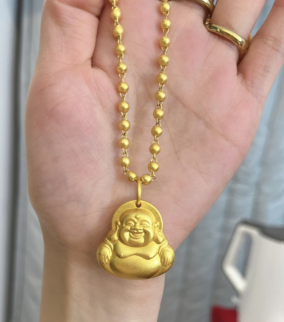 铜合金吊坠 铜合金吊坠 铜镀金卡四配大肚弥勒佛项链吊坠