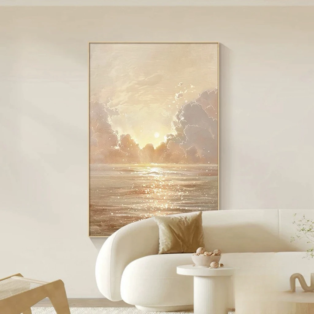 《奶油风大海》原木风客厅装饰画玄关走廊过道卧室装饰画