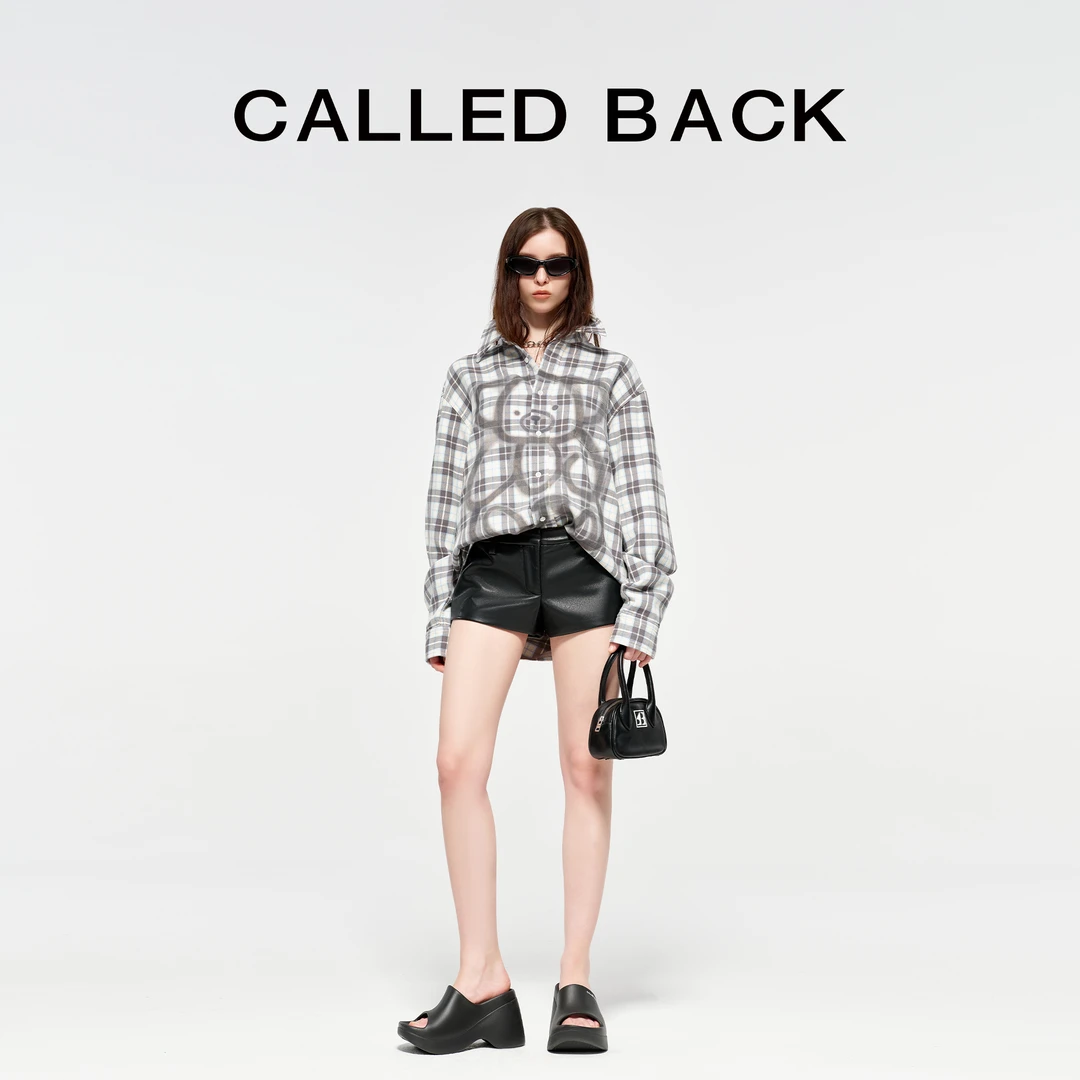 CALLED BACK新款时尚 饭团小熊 印花宽松潮流长袖衬衫241038