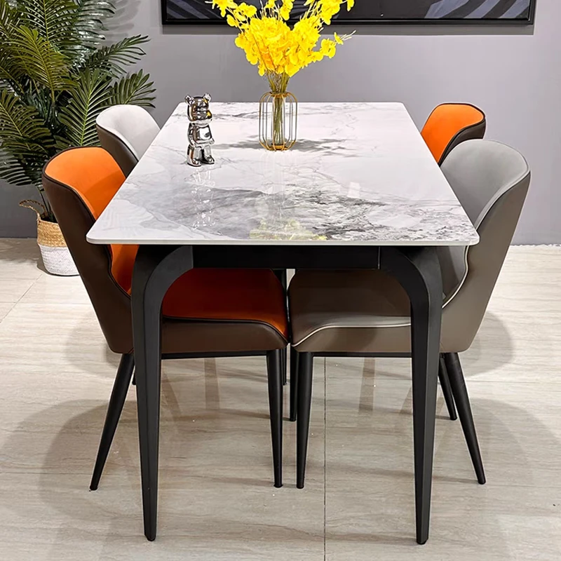 【大象腿餐桌升级带底板】岩板餐桌长方形简约北欧家用吃饭桌子