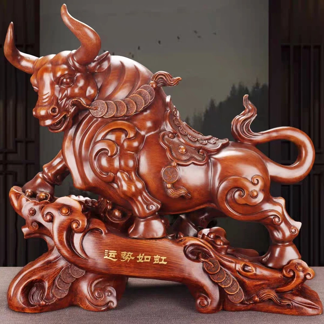 创意工艺品高档运势如虹牛摆件大号乔迁开业公司办公室麒麟装饰品