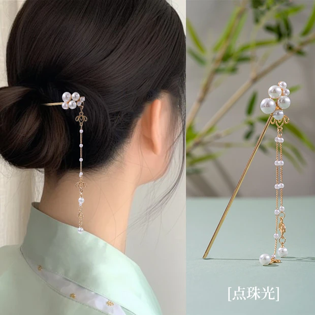 古风汉服盘发簪子简约流苏发钗神棍新中式头饰发饰女