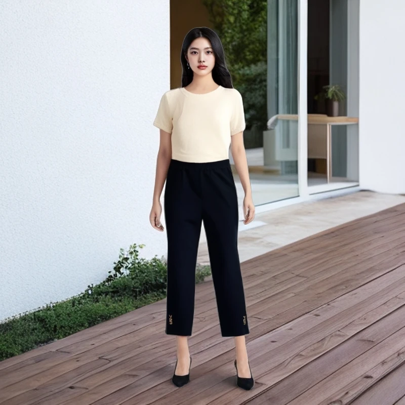 夏季加肥加大码胖妹妹时尚休闲显瘦裤子冰丝面膜速干烟管裤妈妈装