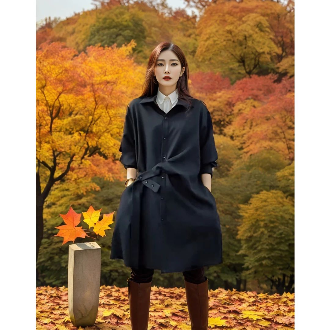 小众设计感洋气百搭腰带款衬衫时尚宽松气质显瘦上衣大码女装潮范