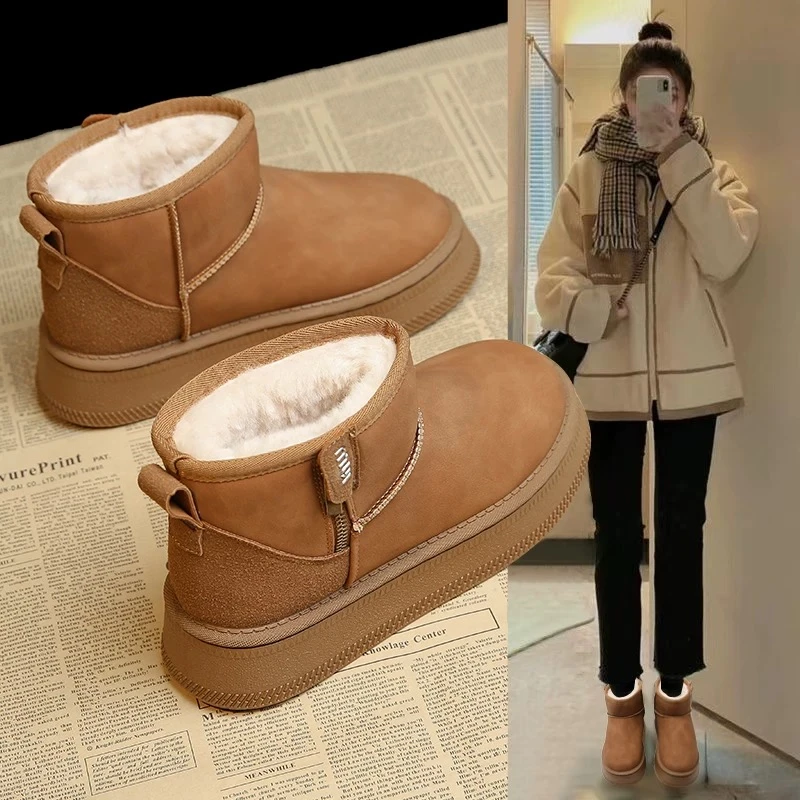 爆款雪地靴女款时尚2025年冬季新款加绒加厚防水保暖增高休闲棉鞋