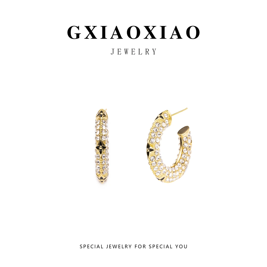 铜合金仿水晶耳饰 GXX A-H-2-M 时尚气质简约轻奢个性ins风潮耳环