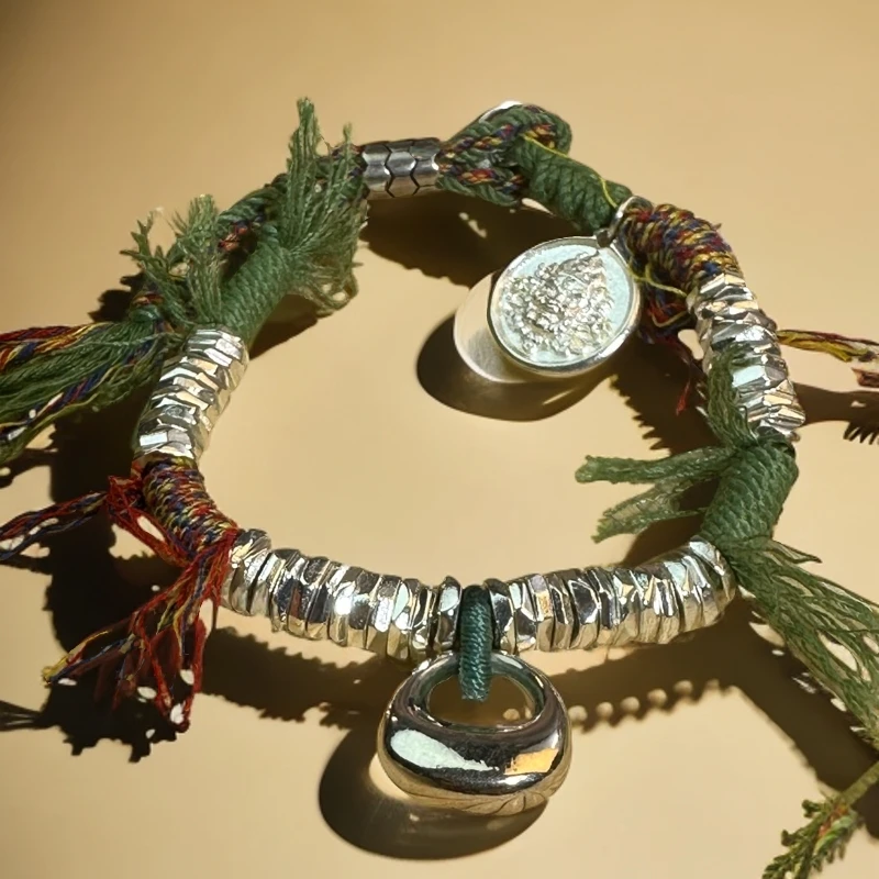 足银手链 足银999.9绿色黄财神财气滚滚时髦轻奢中秋节送礼必备