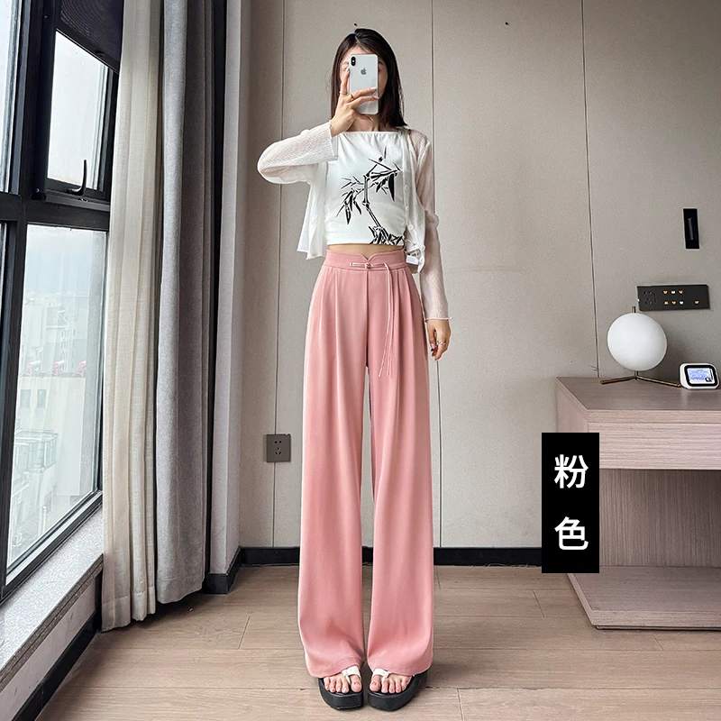 舒适秋装休闲阔腿裤女春秋高腰垂感直筒裤九分裤女上档次显瘦百搭