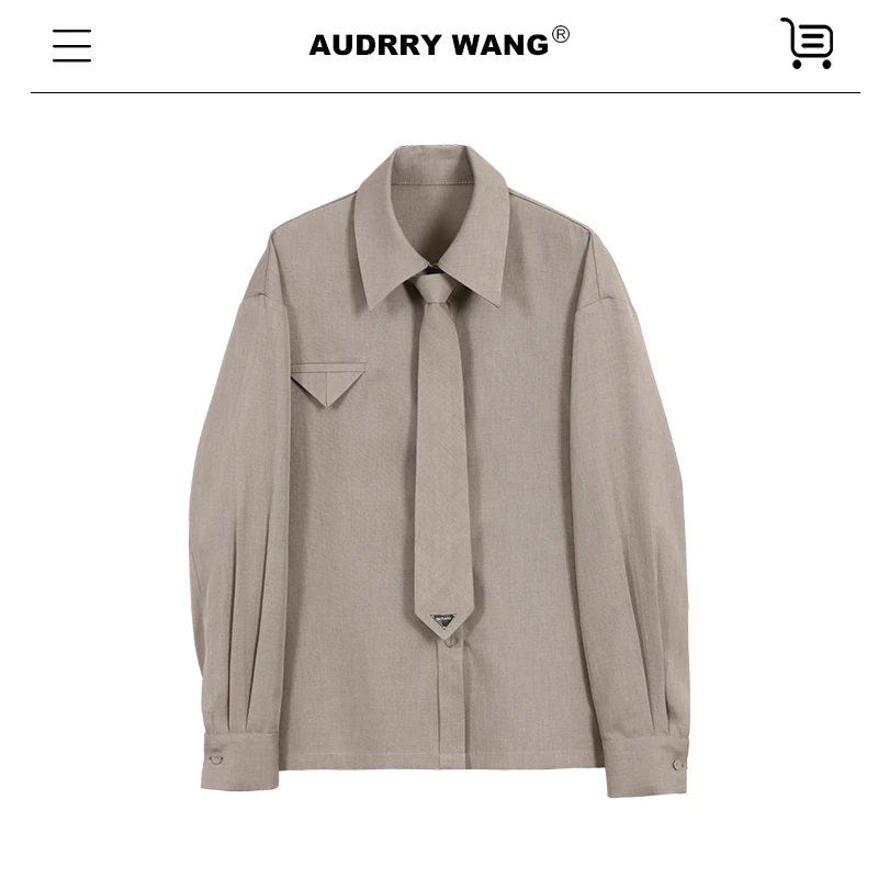 AUDREYWANG简约中性风领带衬衫10539