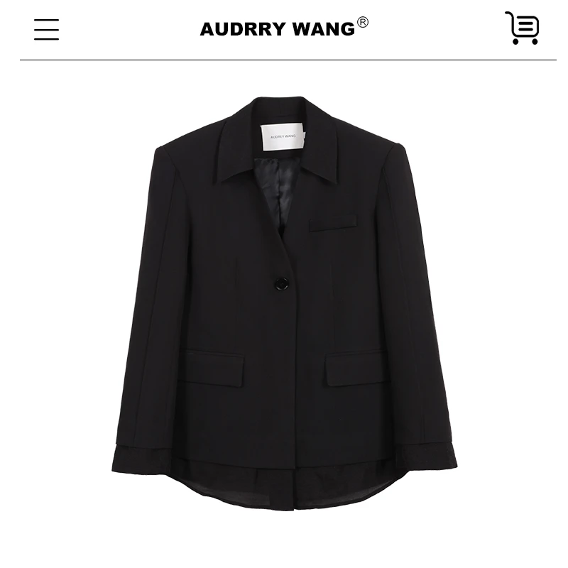 AUDREYWANG拼接网纱假两件西装10337