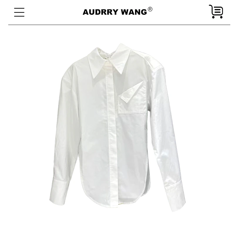 AUDREYWANG简约褶皱衬衫 8119