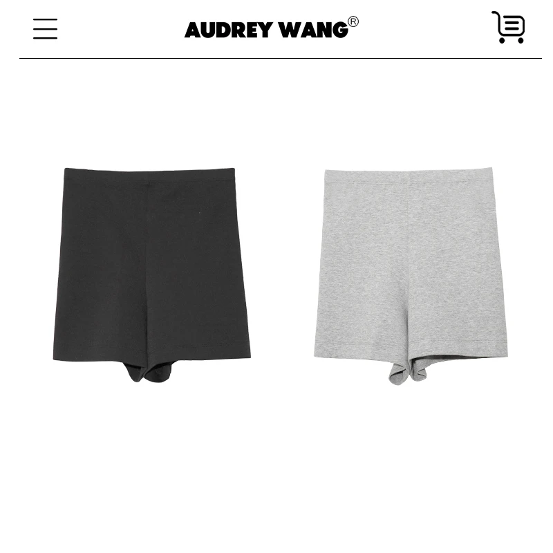 AUDREY WANG高腰纯色简约短裤9405