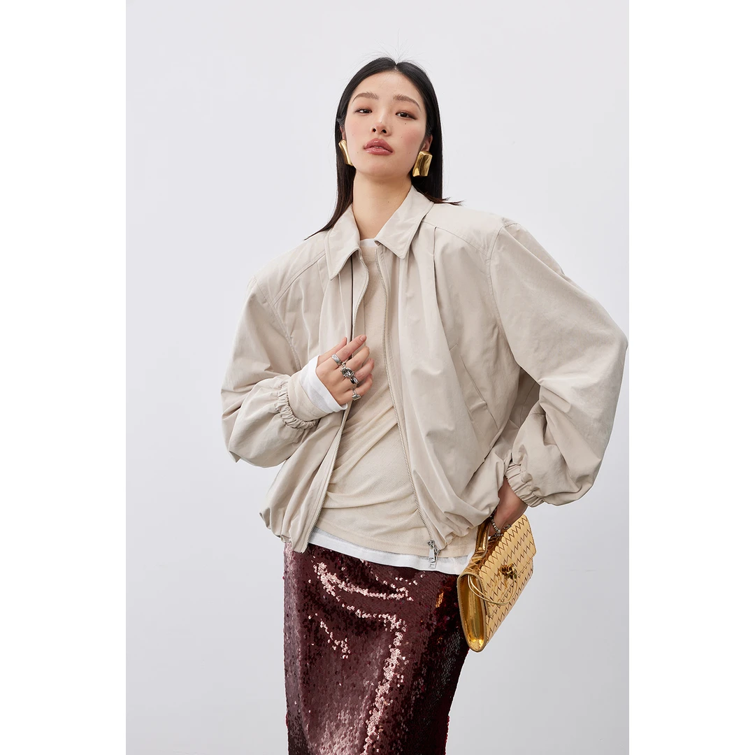 AUDREYWANG2024春季宽松廓形休闲长袖外套10522