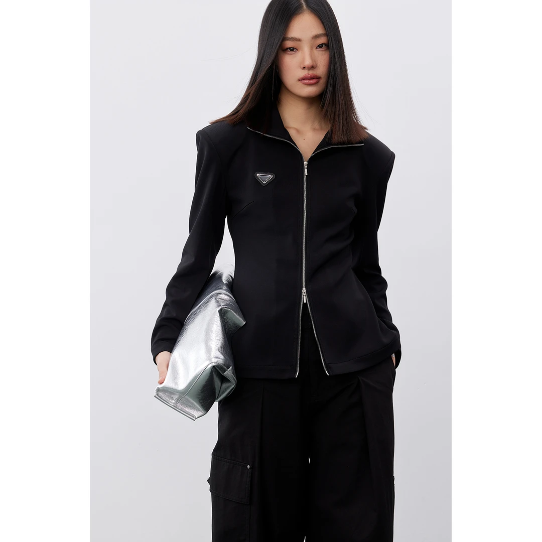 AUDREYWANG高弹收腰显瘦拉链针织衫10310