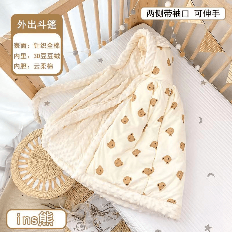 婴儿披风斗篷秋冬外出防风挡风保暖宝宝连帽抱被冬季加厚儿童外套