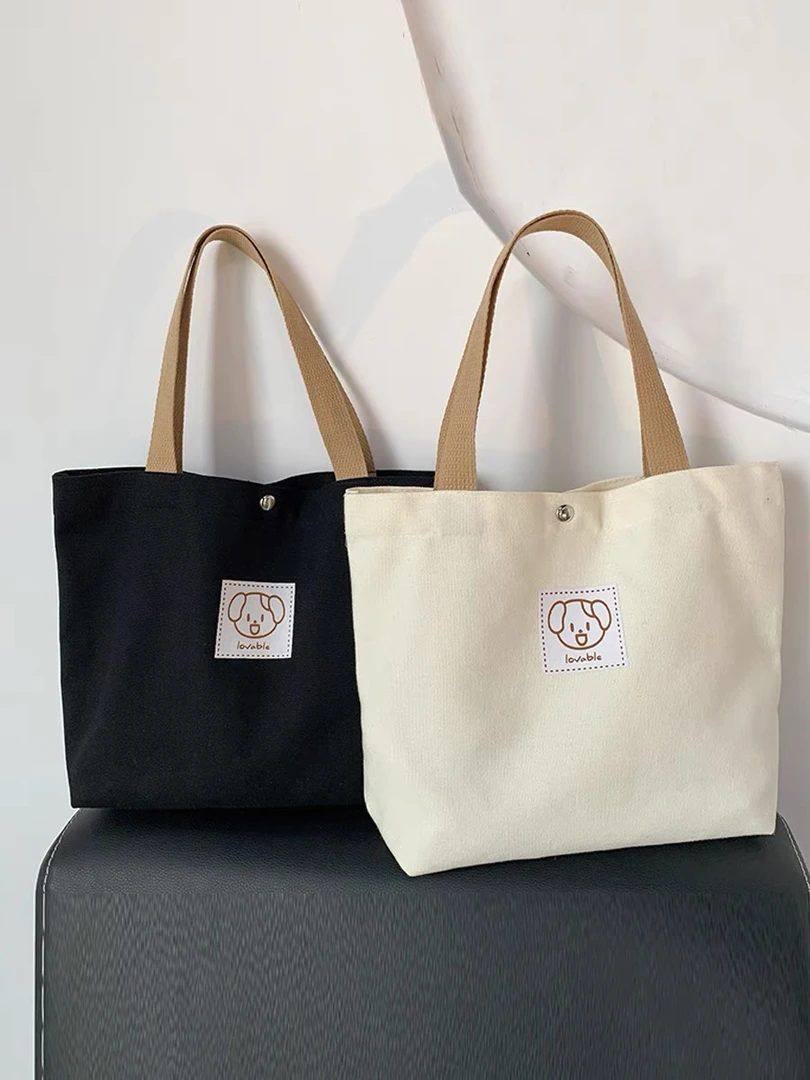 帆布包女新款简约小布袋饭盒便当包上班族通勤包包迷你文件袋手提