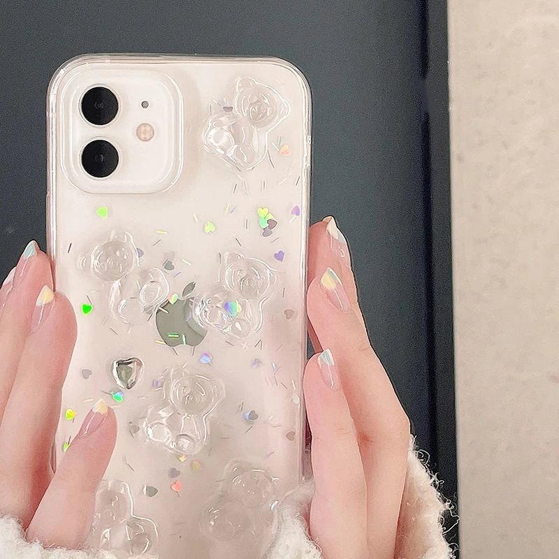 透明小熊iPhone17手机壳16/15适用苹果14plus立体123promax可爱XR