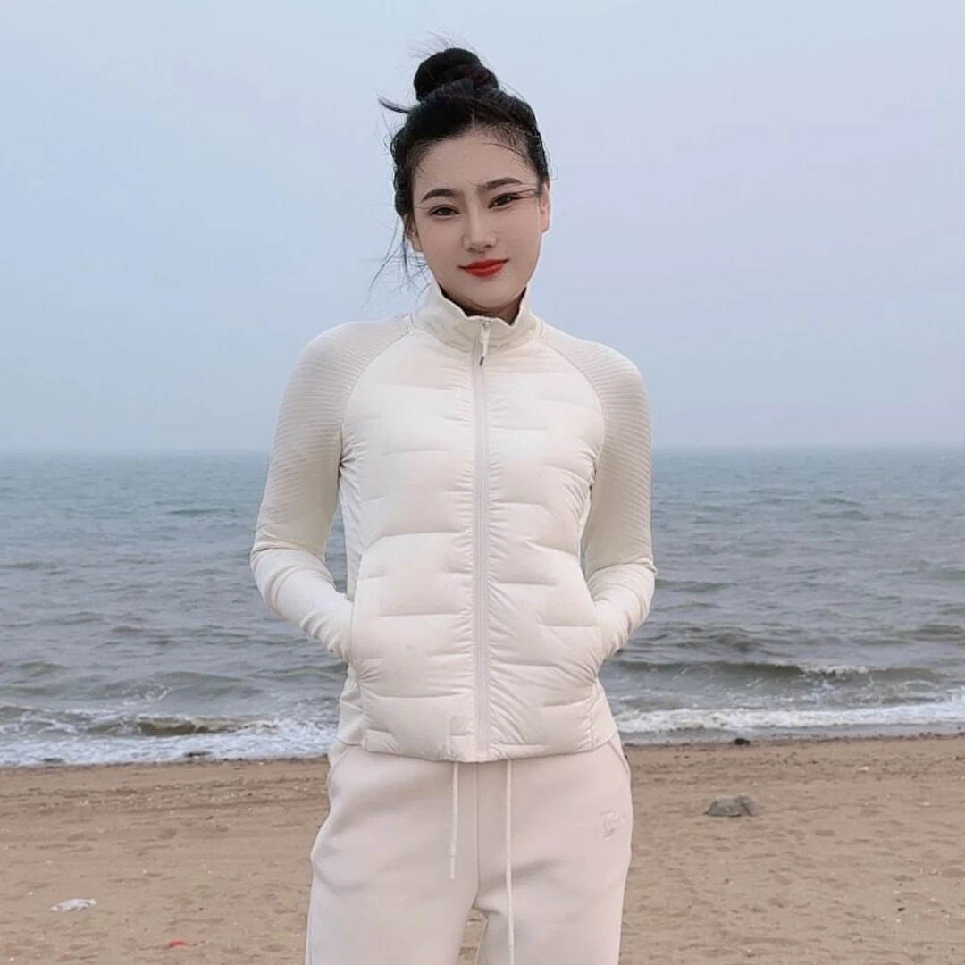 白鹅绒修身滑雪跑步户外登山秋冬运动冬季羽绒服立领外套显瘦显瘦