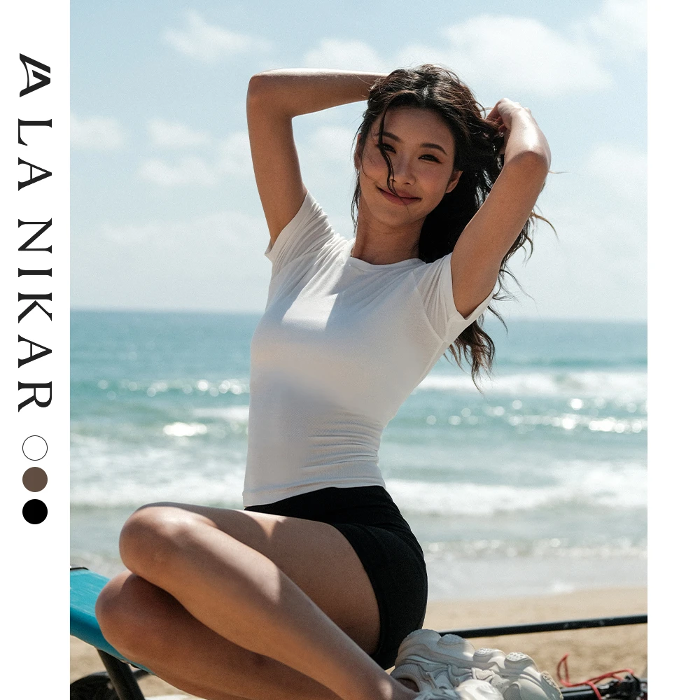 【同款推荐】LaNikar夏季健身女修身圆领短袖上衣瑜伽运动服S1354