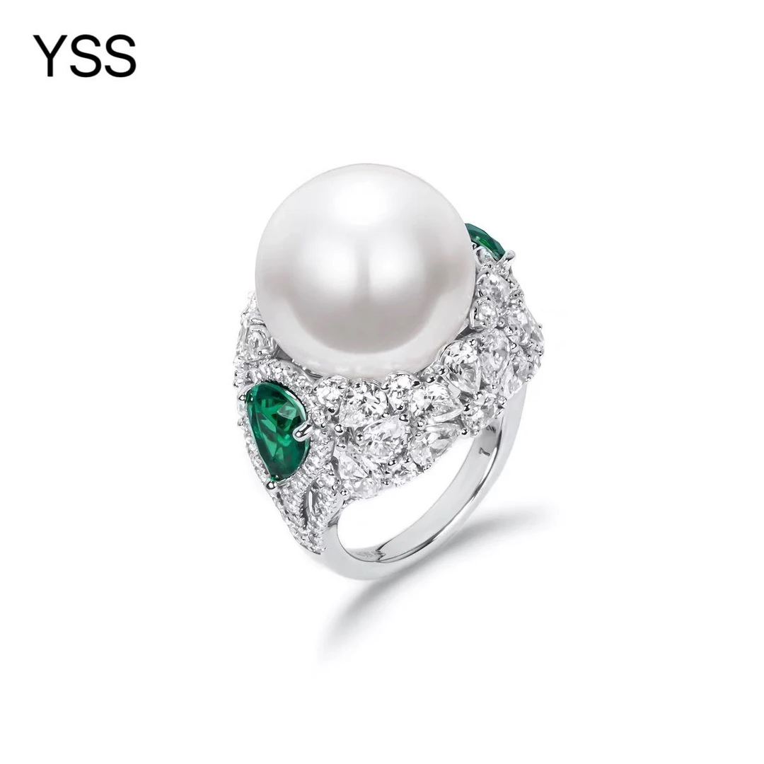 925银合成锆石戒指 YSS 亿十尚祖绿白珠高档戒指轻奢经典优雅大气