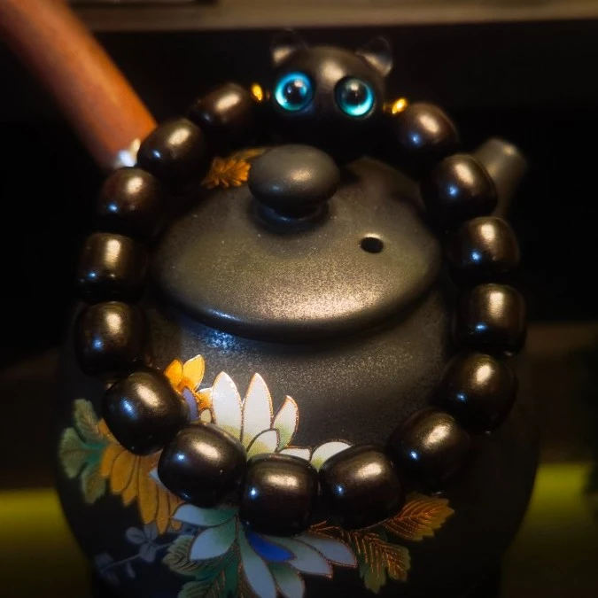 非金属木质手链 H黑绿檀猫猫红木手串情侣手串手链时尚饰品时尚潮