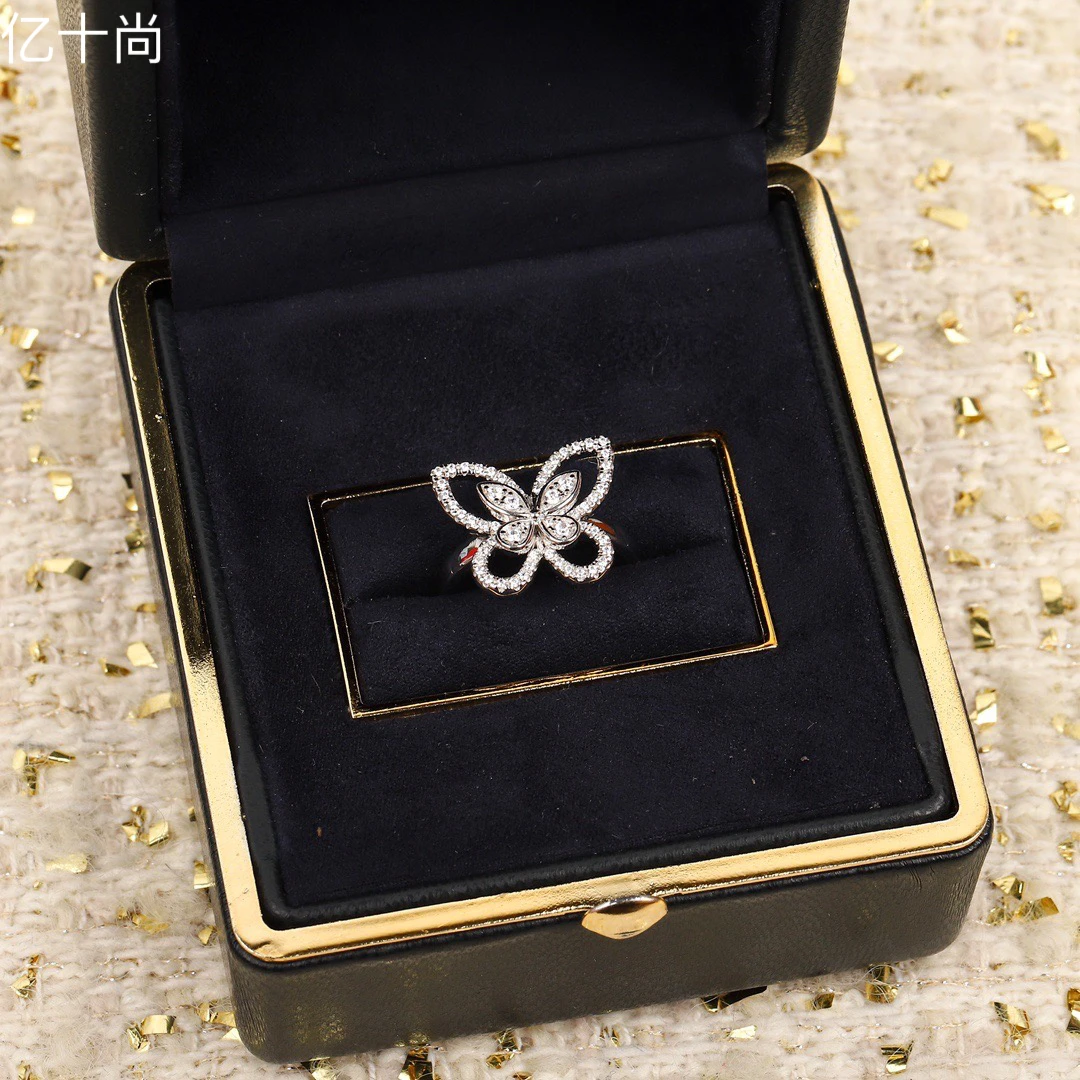 925银莫桑石戒指 GRYSS 幻影蝴蝶银戒指不掉色轻奢时尚FXCY100009