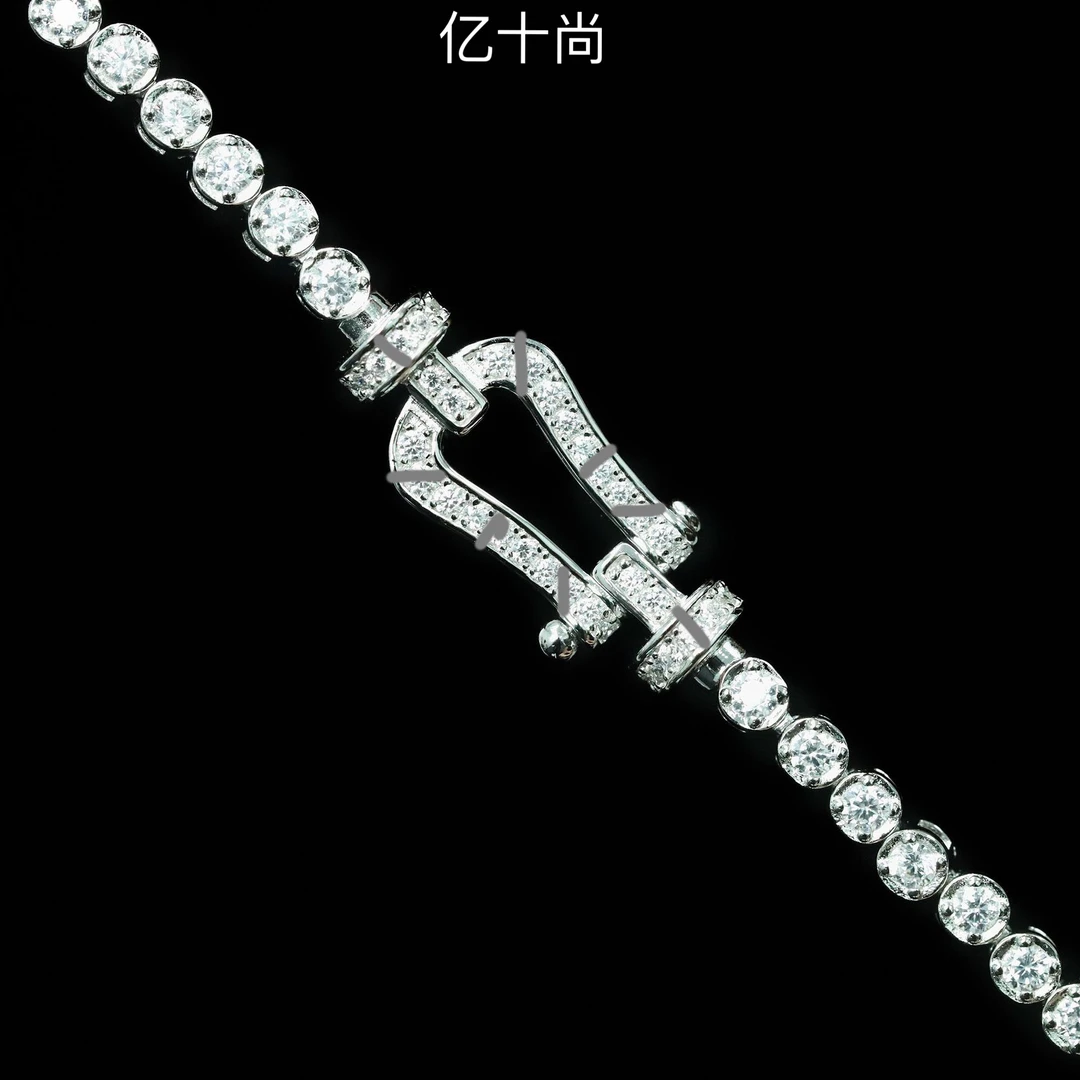 925银合成锆石手链 亿十尚马蹄泡泡白赚高档手链轻奢时尚气质洋气