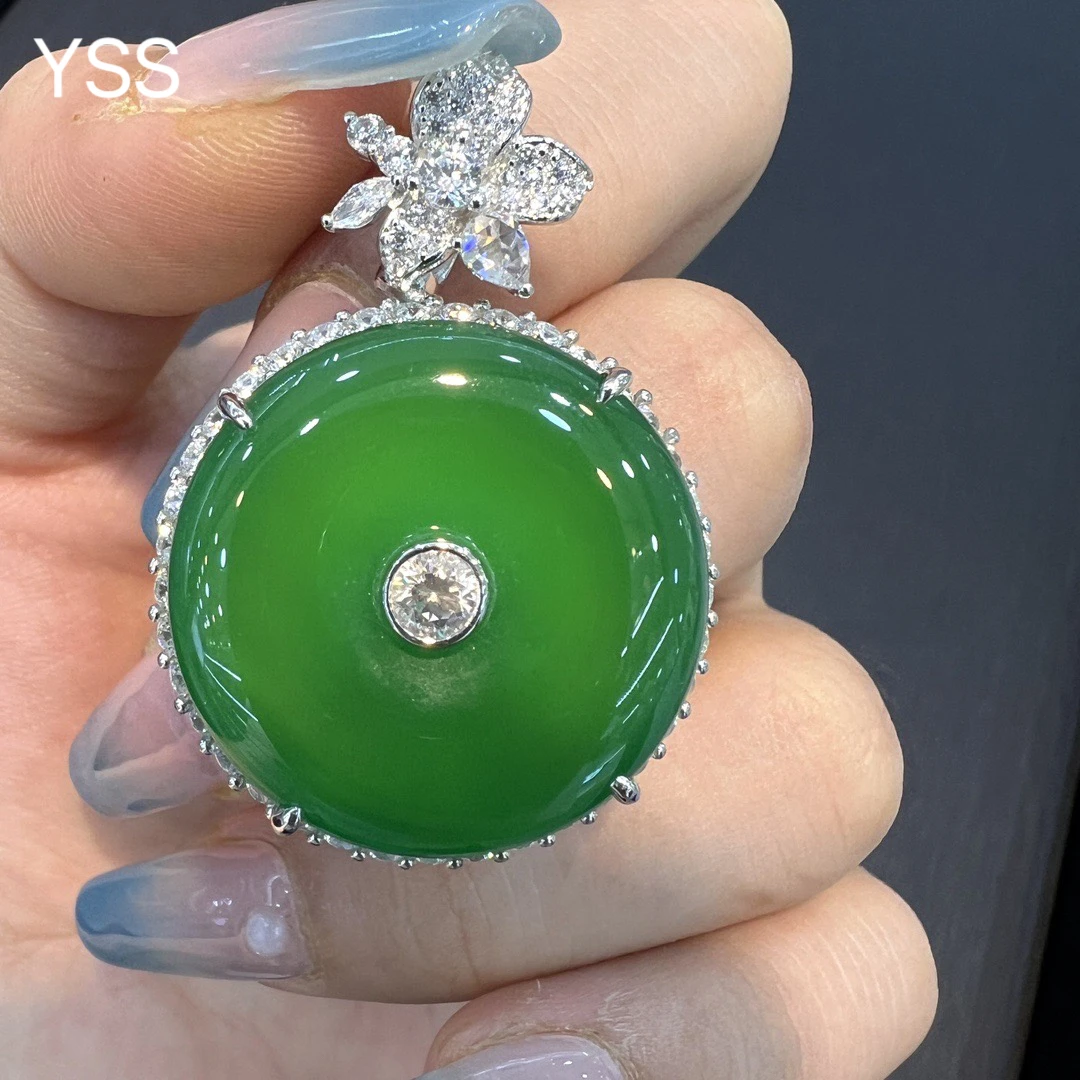 坠链均925银合成锆石 YSS 亿十尚花朵平安扣绿遇随高档项链毛衣链