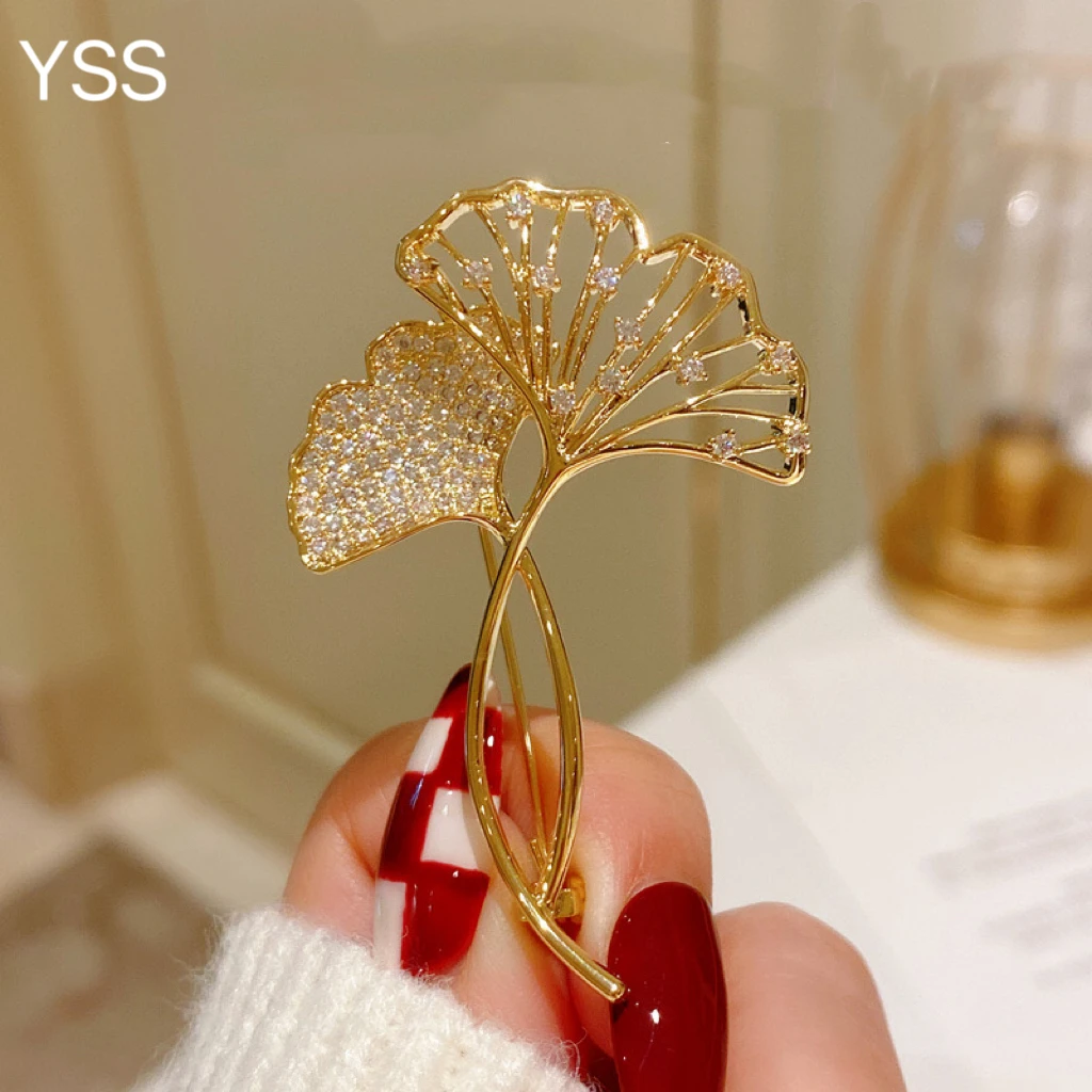合金合成锆石胸针 YSS 亿十尚银杏叶高档胸针轻奢时尚精致奢华美Y