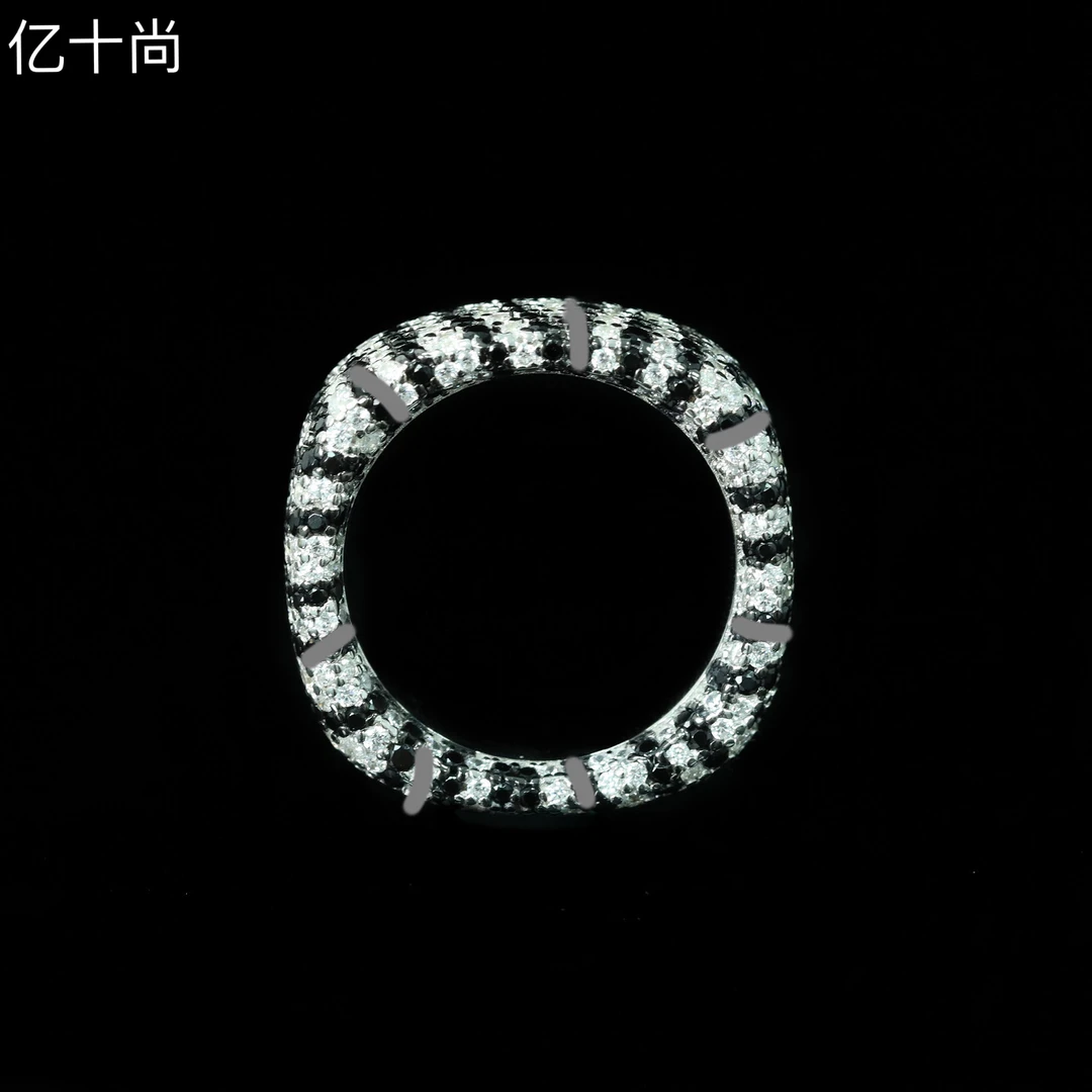 925银合成锆石戒指 亿十尚斑马纹高档戒指轻奢时尚气质酷经典大气