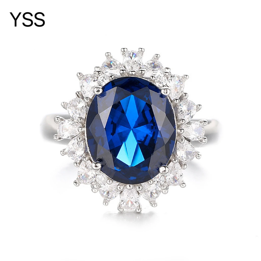 925银合成锆石戒指 G 小蛋面皇家蓝银戒指不掉色轻奢时尚ZLCY207