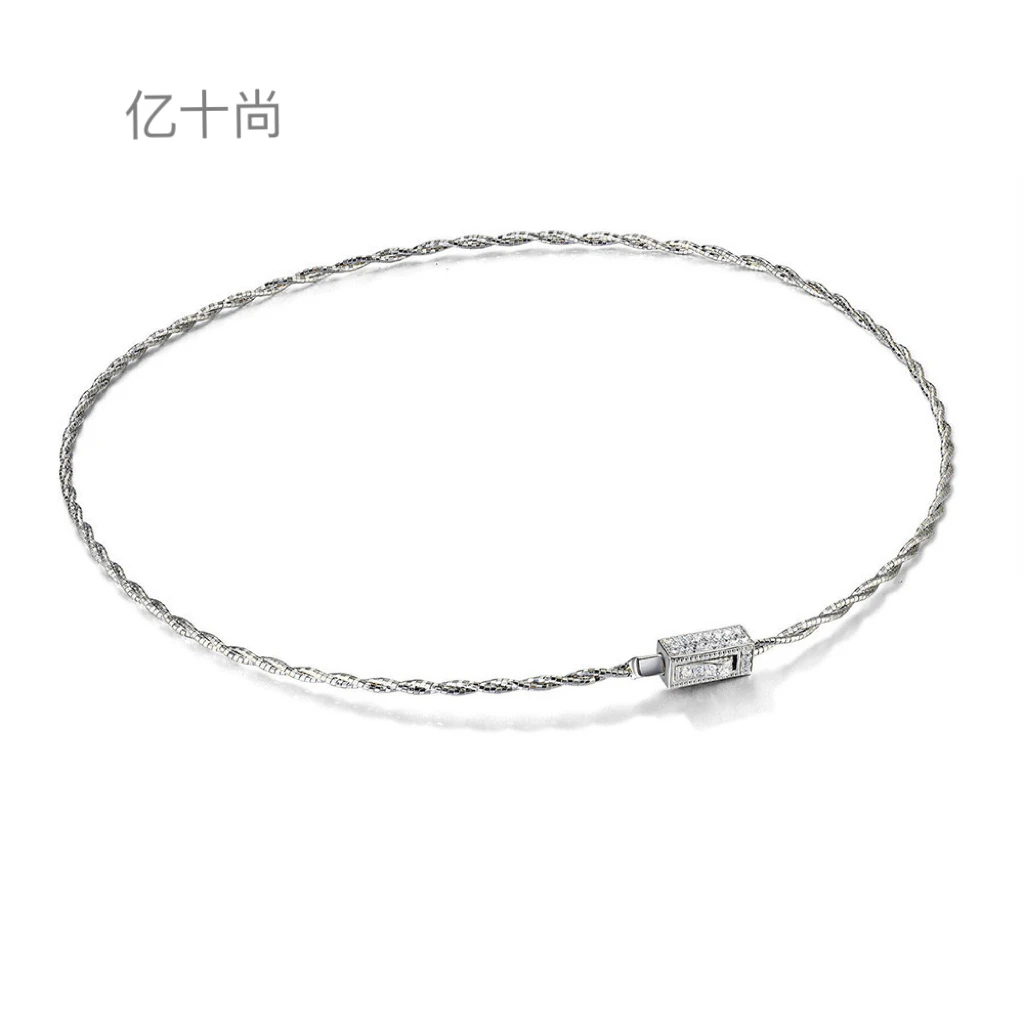 坠链均925银合成锆石 亿十尚麻花多功能链百搭链绳毛衣链简约大气
