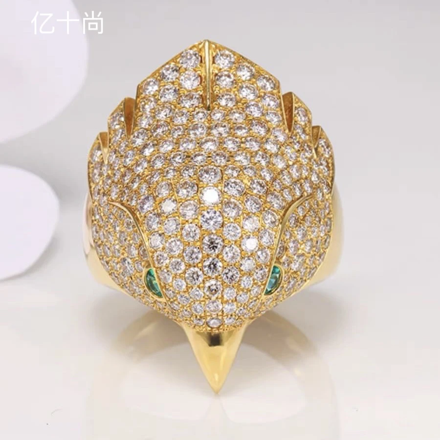 合金合成锆石戒指 星奢尚 鹰头满钻高档戒指轻奢时尚洋气潮酷HJ