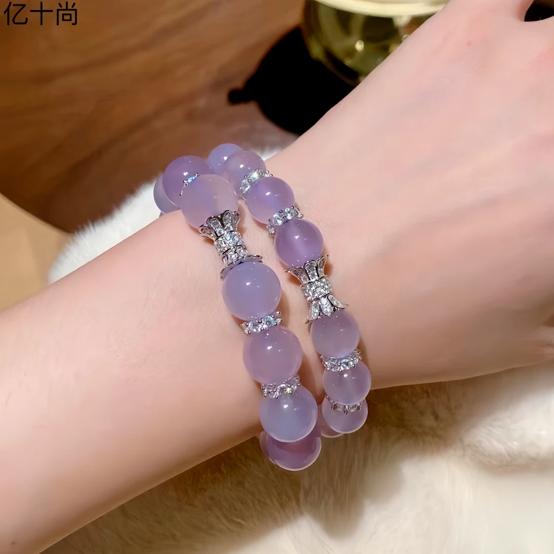 925银手链 亿十尚紫罗兰紫随高档手串手链轻奢时尚洋气简约大气美