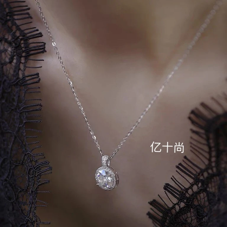坠链均925银合成锆石 亿十尚圆白赚高档细项链轻奢时尚洋气简约美