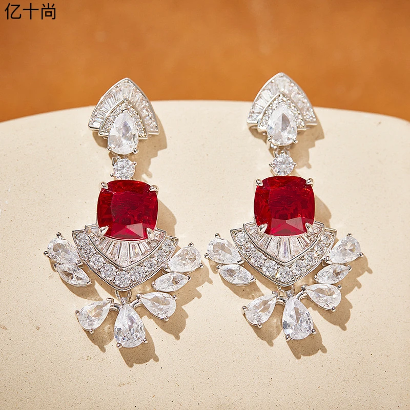 合金合成锆石耳饰 亿十尚扇形三角圆方红赚高档耳环轻奢时尚洋气d