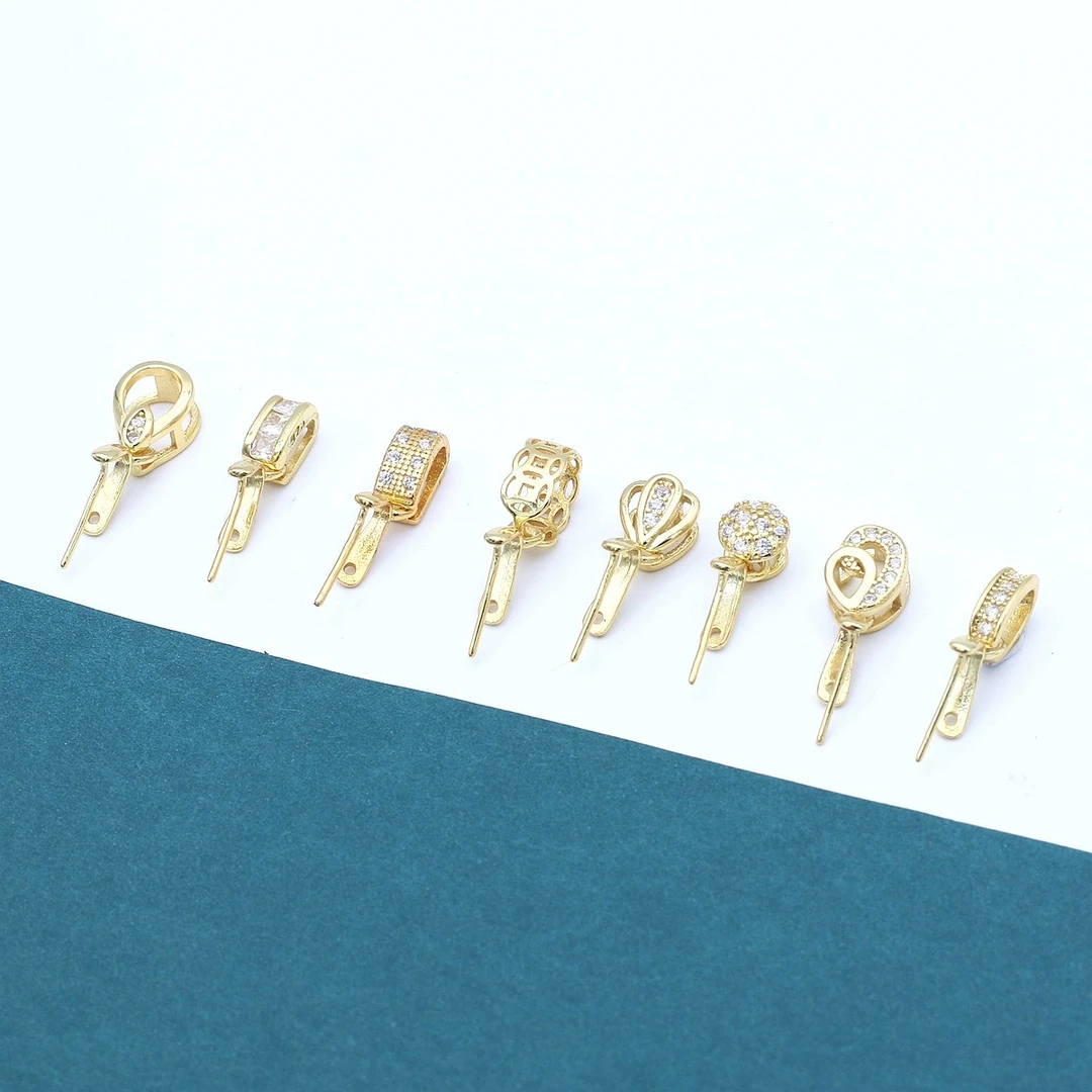 925银银制品 手工斜孔佛公吊坠银扣头时尚玉佛观音扣叶子玉坠夹扣