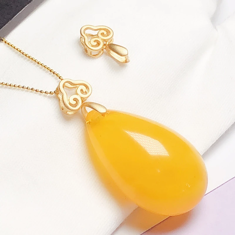 925银银制品 DIY玉吊坠扣头玉坠扣子女项坠银卡扣玉石前后对夹扣