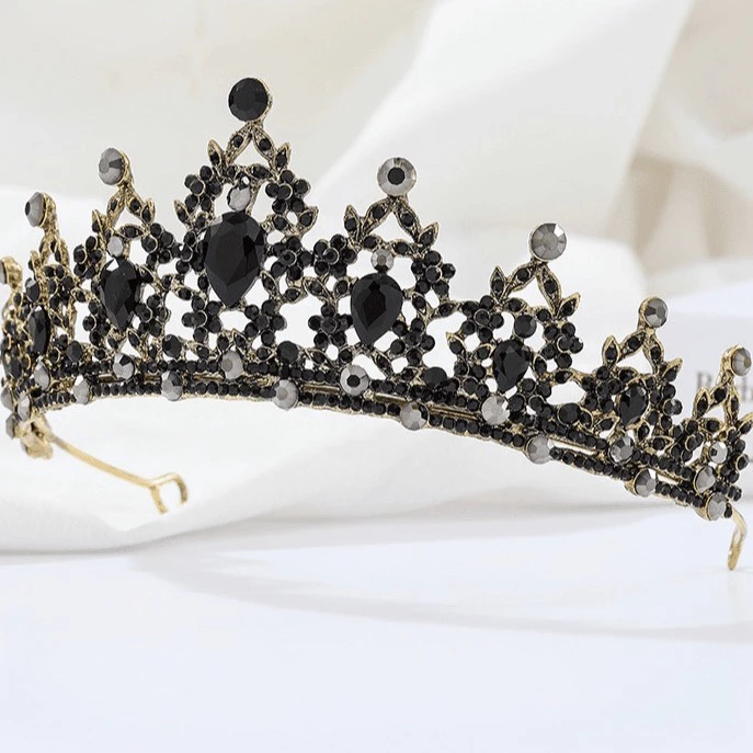 6068简约宫廷黑色时尚皇冠新娘饰品