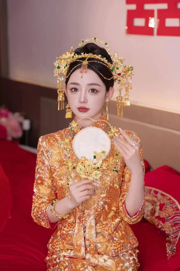 8959中式婚礼手工凤冠霞帔古装奢华璀璨头饰传统富贵新娘头饰
