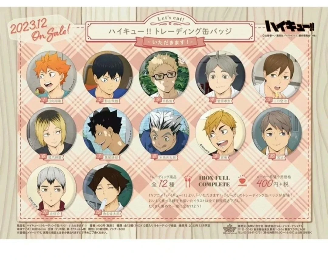 【排球少年】干饭普吧唧 徽章盲盒 （日谷国现，直播代拆）