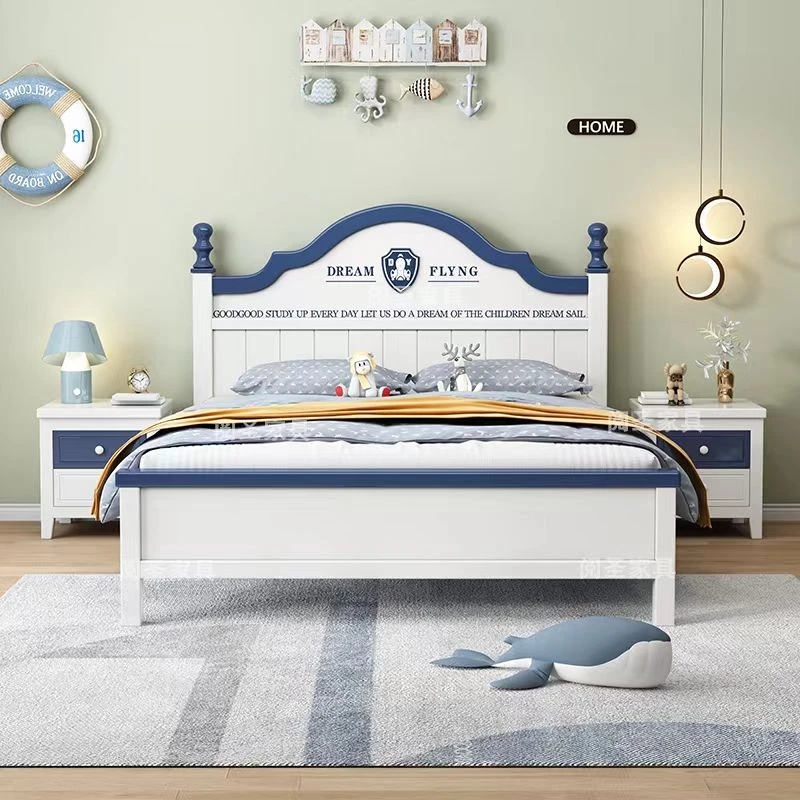 青少年女孩儿童房创意单人公主床高箱x2学生床小孩简约储物实木床