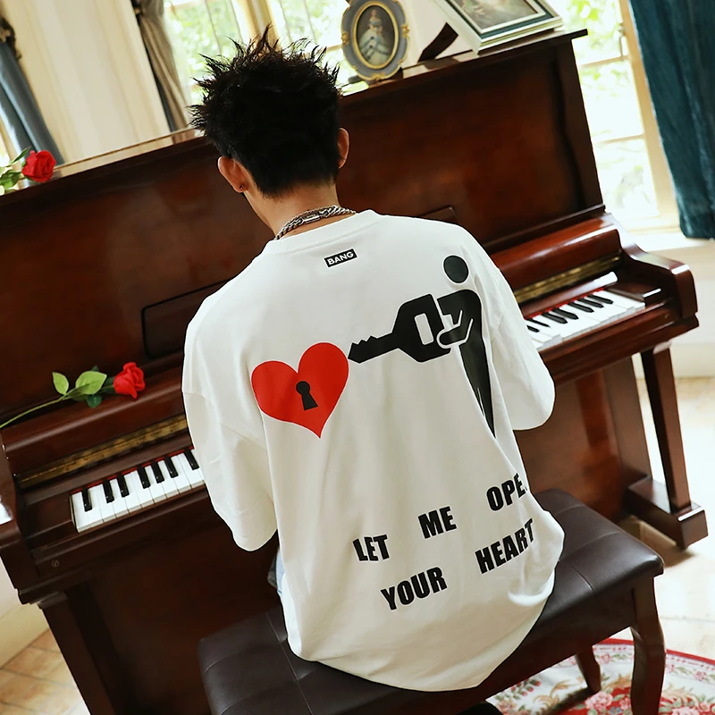 邦BANG【520限定】"OPEN YOUR HEART"爱心发泡印花短T 情侣日常T